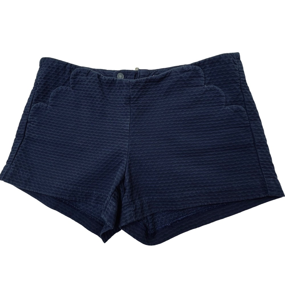 Lilly Pulitzer Shorts Back Exposed Zipper Blue Jacquard Fabric Womens 00